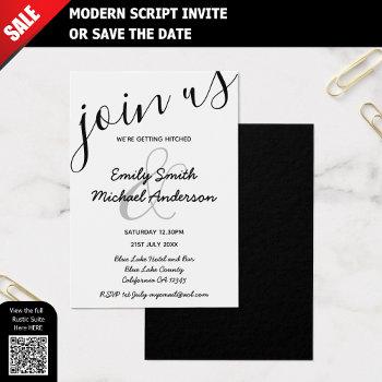 Small 100 Low Budget Black White Small Wedding Invite Front View
