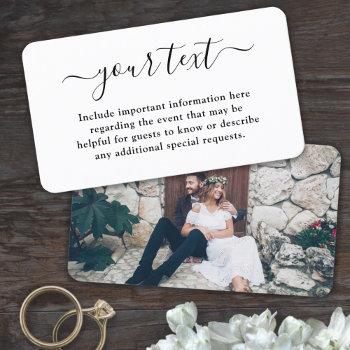 Small 100 Pack Simple Script & Photo Wedding Enclosure Front View