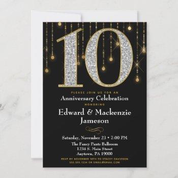 10th anniversary invitation black gold diamonds