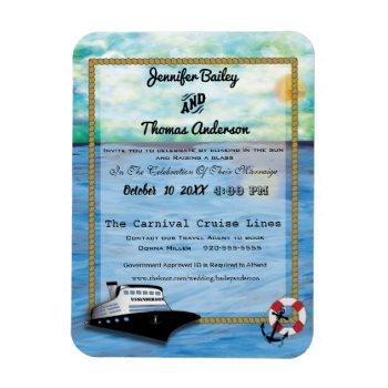20xx cruise ship watercolor wedding invitation magnet