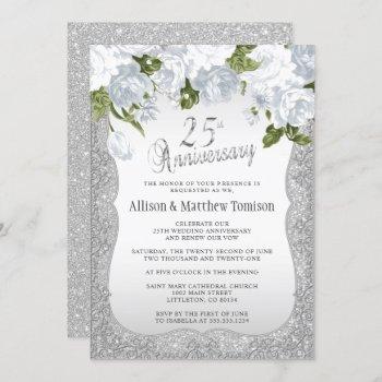 Small 25th Silver Glitter Anniversary | Diy Text Front View