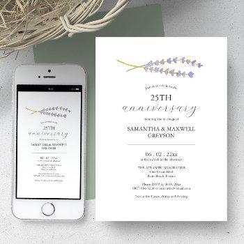 25th wedding anniversary invitations lavender