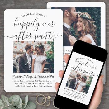 2 photo happily ever after party elopement wedding invitation
