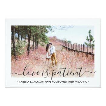 Small 2 Photo Love Is Patient Wedding Postponement Save The Date Front View