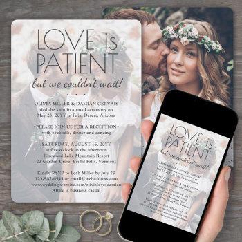 2 photo love is patient wedding reception only invitation