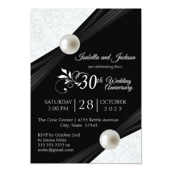 Small 30th Pearl Anniversary Design - Black And White Front View