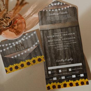 3 in 1 rustic sunflower wedding all in one invitation