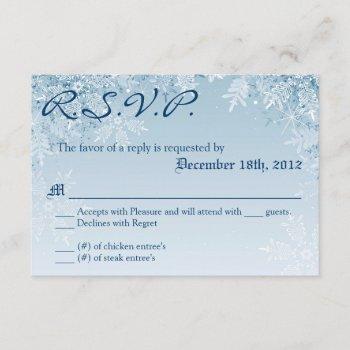 Small 3x5 R.s.v.p. Reply  Crystal Snowflakes Winter Front View