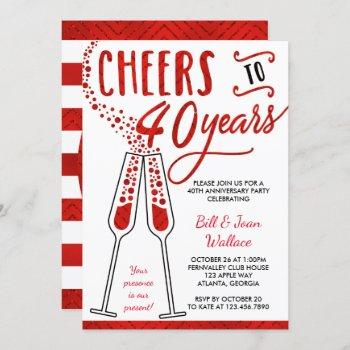 Small 40th Anniversary , Faux Glitter/foil Front View