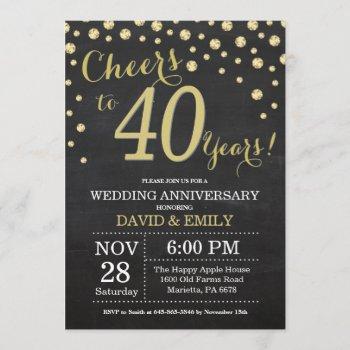 Small 40th Wedding Anniversary Chalkboard Black And Gold Front View