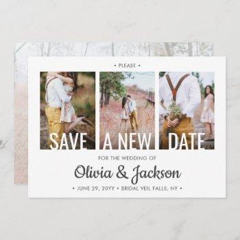 4 photo simple modern wedding postponement change save the date