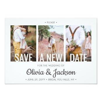 Small 4 Photo Simple Modern Wedding Postponement Change Save The Date Front View