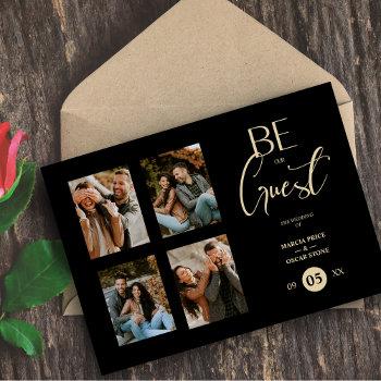 4 photos be our guest black wedding fancy invitation