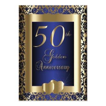 Small 50th Gold And Blue Wedding Anniversary | Diy Text Front View