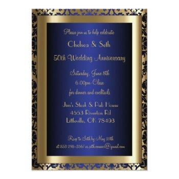 Small 50th Gold And Blue Wedding Anniversary | Diy Text Back View