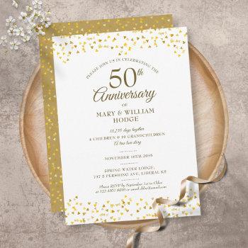 50th wedding anniversary golden hearts memories invitation