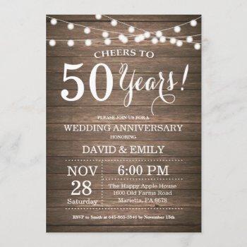 50th wedding anniversary invitation rustic wood