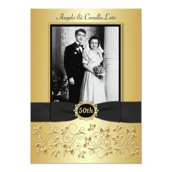 Small 50th Wedding Anniversary Photo Template Invite Front View