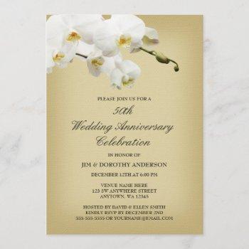50th wedding anniversary vintage white orchid invitation