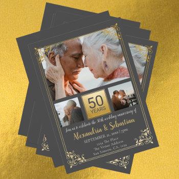 50th wedding anniversary with frame personalized invitation