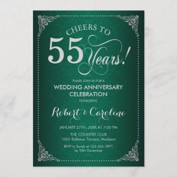 55th wedding anniversary - green silver damask invitation
