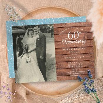 Small 60th Diamond Wedding Anniversary Photo Rustic Wood Front View