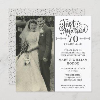 Small 70th Anniversary Just Married Wedding Photo Square Front View