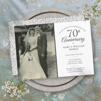 70th anniversary love heart confetti wedding photo invitation
