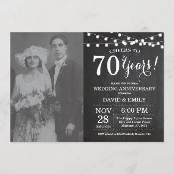 70th wedding anniversary chalkboard photo invitation