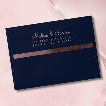 Small A7 Rose Gold Foil Return Address Wedding Mailing Envelope Front View