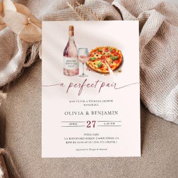 a perfect pair wine | pizza wedding shower  invitation