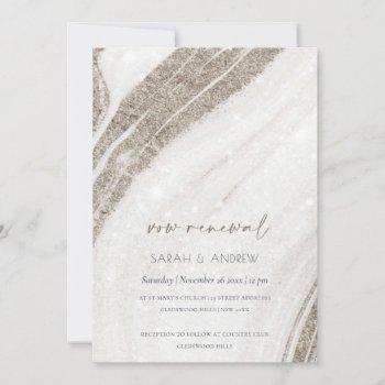 abstract pale gold marble agate vow renewal invite