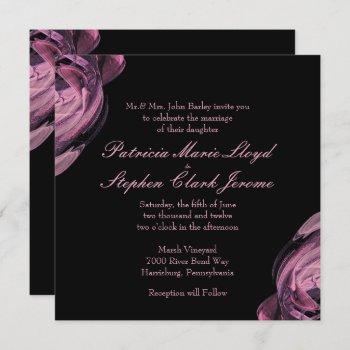 abstract rose 2 wedding invitations