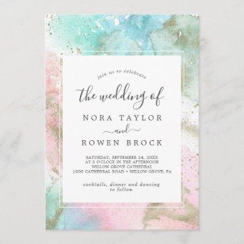 abstract summer watercolor the wedding of invitation