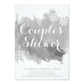Small Abstract Watercolor Grey Wedding Couples Shower Front View