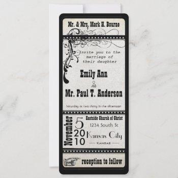 Small Admit Two Vintage Showbill Wedding Invitaions Front View