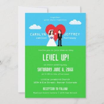 adorably nerdy 8-bit wedding invitations