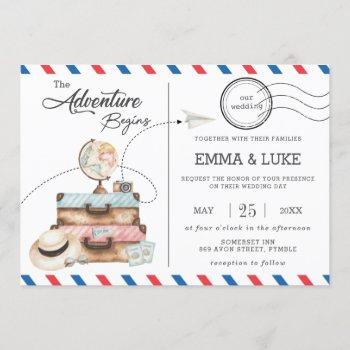 Small Adventure Wedding Travel Voyage Postage Mail Front View