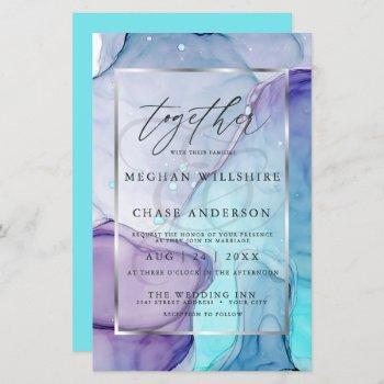 affordable wedding chic aqua purple abstract ink
