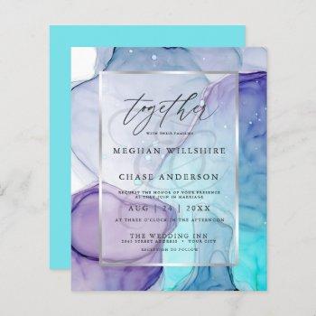 affordable wedding chic aqua purple abstract ink