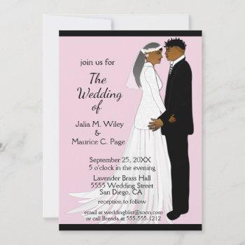 african american black & pink wedding  invitation