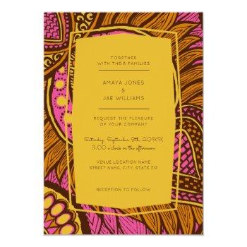 Small African Ankara Pink Floral Wedding Front View