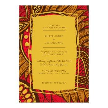 Small African Ankara Red Floral Wedding Front View