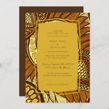 african ankara yellow floral wedding invitation