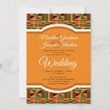 african orange classic kente cloth wedding invitation