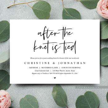 after the knot tied, elopement post wedding brunch invitation