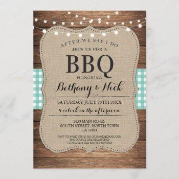 Small After We Say I Do Bbq Rustic Mint Lights Invite Front View