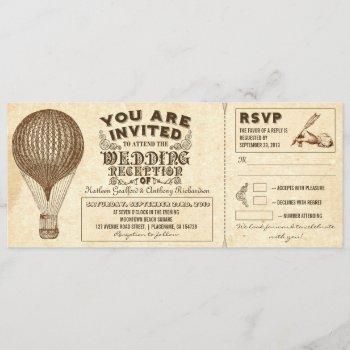 air balloon vintage typography wedding reception invitation