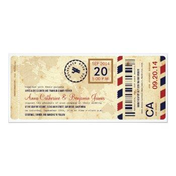 Small Airline Boarding Pass Ticket Wedding Front View