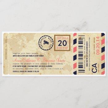 Small Airline Boarding Pass Ticket Wedding Front View